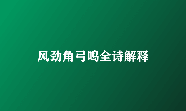 风劲角弓鸣全诗解释