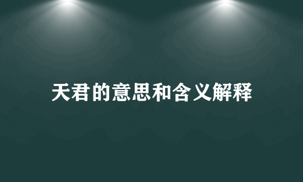 天君的意思和含义解释