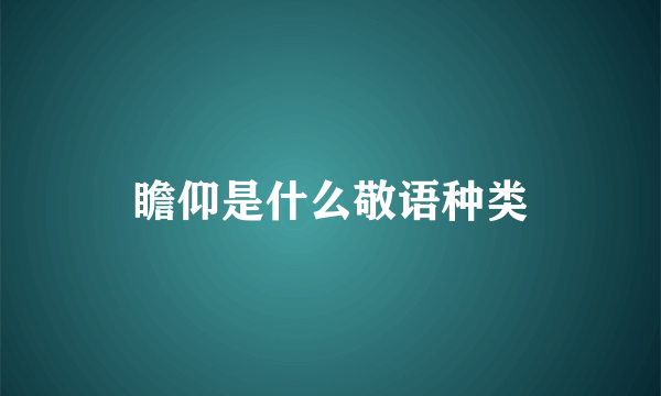 瞻仰是什么敬语种类
