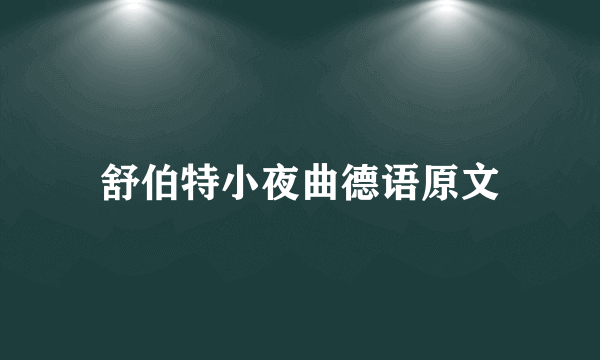 舒伯特小夜曲德语原文