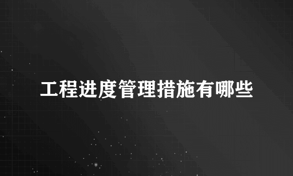 工程进度管理措施有哪些