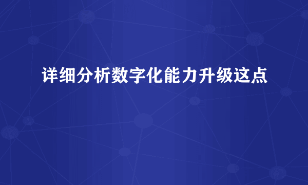 详细分析数字化能力升级这点