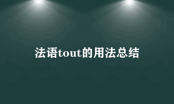 法语tout的用法总结