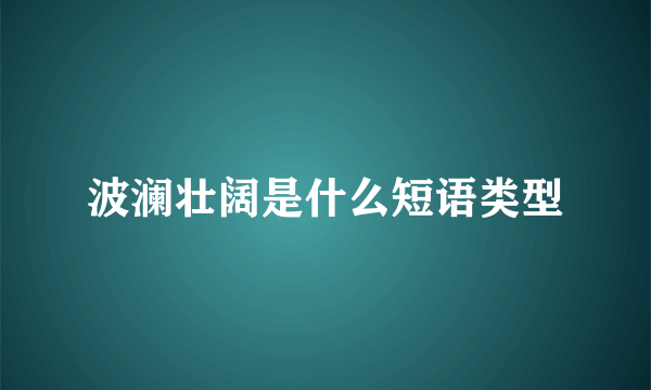 波澜壮阔是什么短语类型