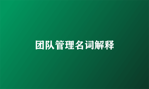 团队管理名词解释