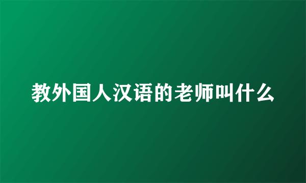 教外国人汉语的老师叫什么