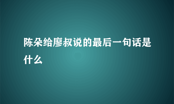 陈朵给廖叔说的最后一句话是什么