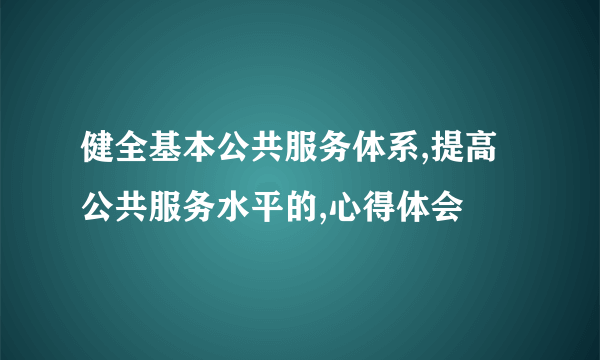 健全基本公共服务体系,提高公共服务水平的,心得体会