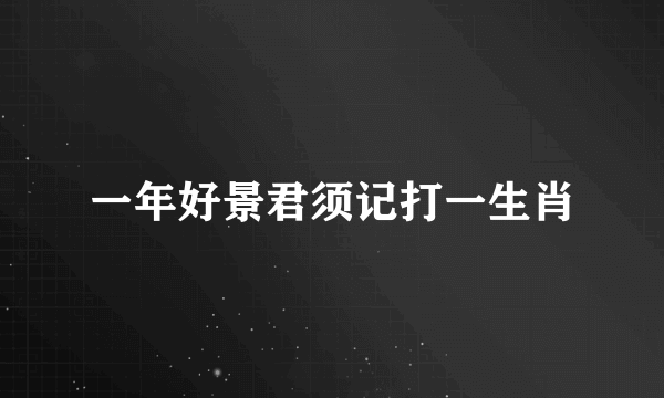 一年好景君须记打一生肖