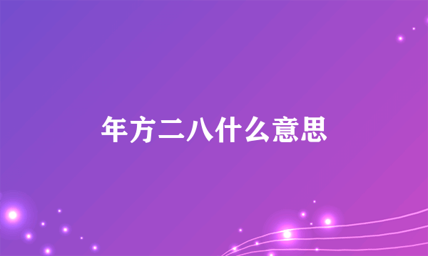 年方二八什么意思