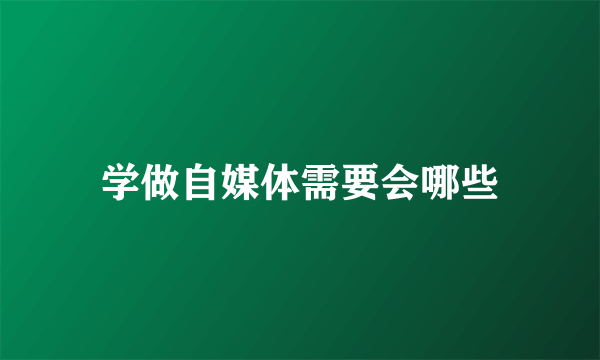 学做自媒体需要会哪些