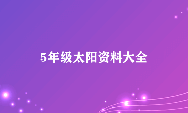 5年级太阳资料大全