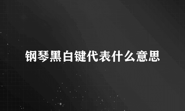 钢琴黑白键代表什么意思