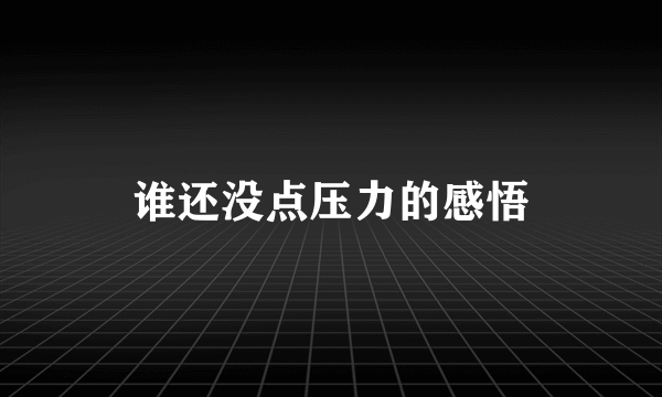 谁还没点压力的感悟