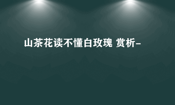 山茶花读不懂白玫瑰 赏析-