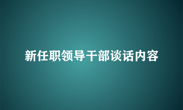 新任职领导干部谈话内容
