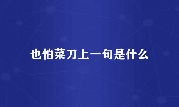 也怕菜刀上一句是什么