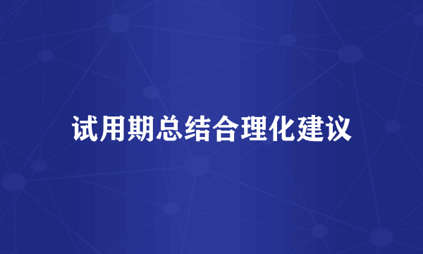 试用期总结合理化建议