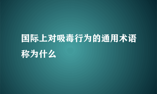国际上对吸毒行为的通用术语称为什么