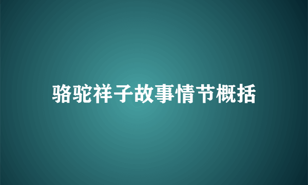 骆驼祥子故事情节概括