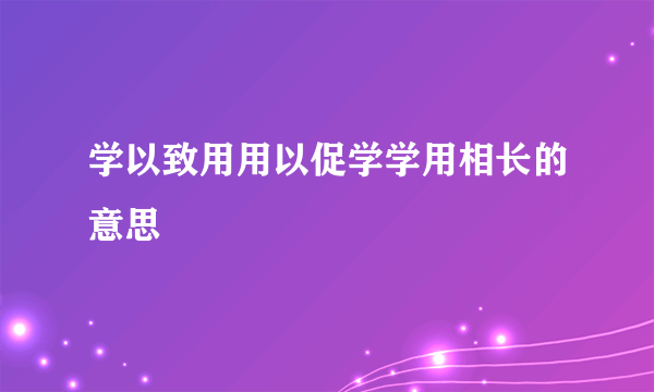 学以致用用以促学学用相长的意思