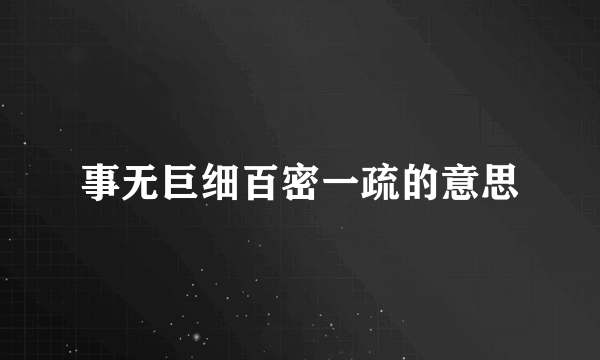 事无巨细百密一疏的意思