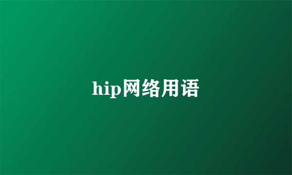 hip网络用语