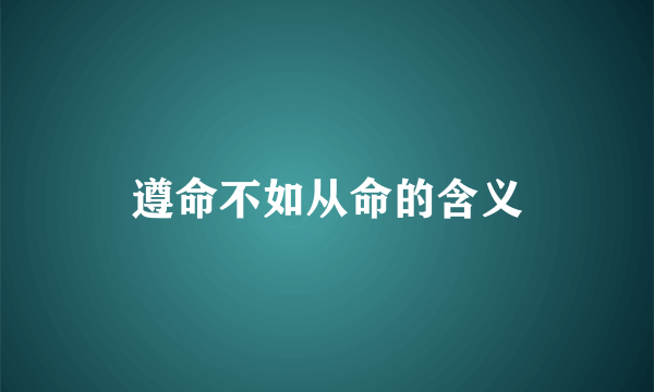 遵命不如从命的含义