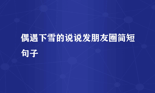 偶遇下雪的说说发朋友圈简短句子