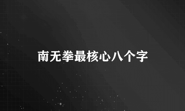 南无拳最核心八个字