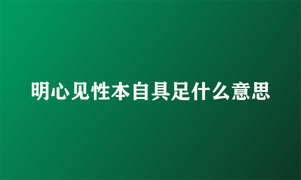明心见性本自具足什么意思