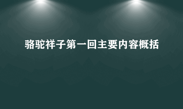 骆驼祥子第一回主要内容概括