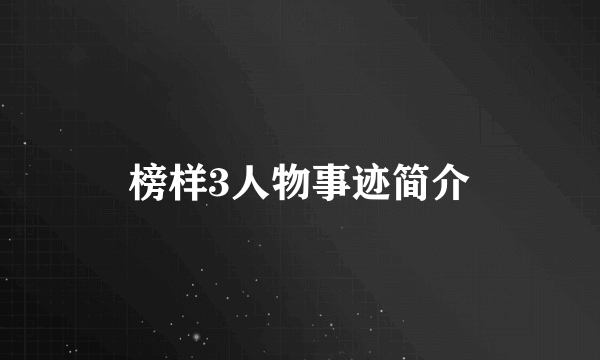 榜样3人物事迹简介