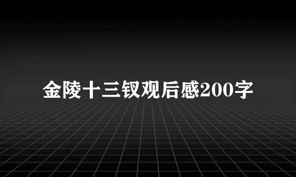 金陵十三钗观后感200字