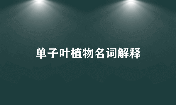 单子叶植物名词解释
