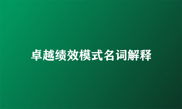 卓越绩效模式名词解释