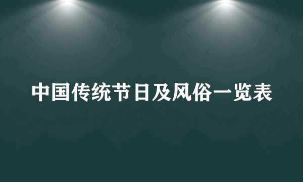 中国传统节日及风俗一览表