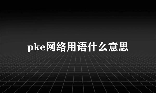 pke网络用语什么意思