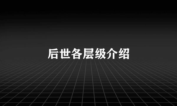 后世各层级介绍