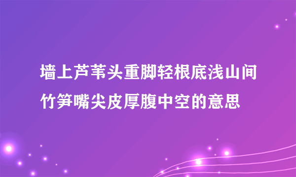 墙上芦苇头重脚轻根底浅山间竹笋嘴尖皮厚腹中空的意思