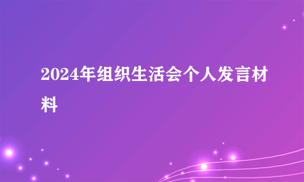 2024年组织生活会个人发言材料