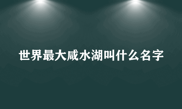 世界最大咸水湖叫什么名字