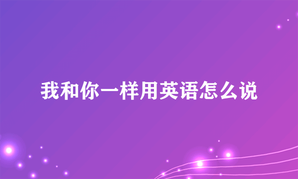 我和你一样用英语怎么说