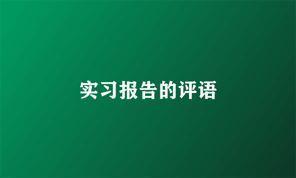 实习报告的评语