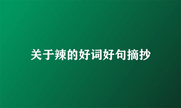 关于辣的好词好句摘抄