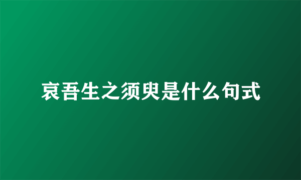 哀吾生之须臾是什么句式