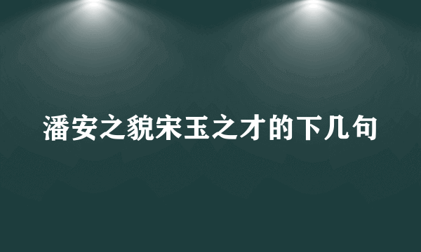 潘安之貌宋玉之才的下几句