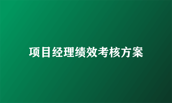 项目经理绩效考核方案