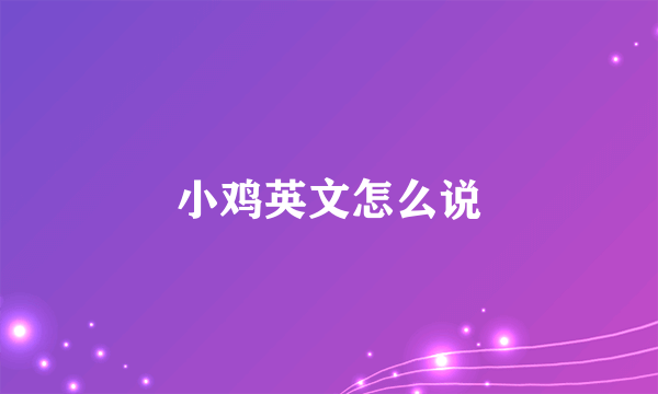 小鸡英文怎么说