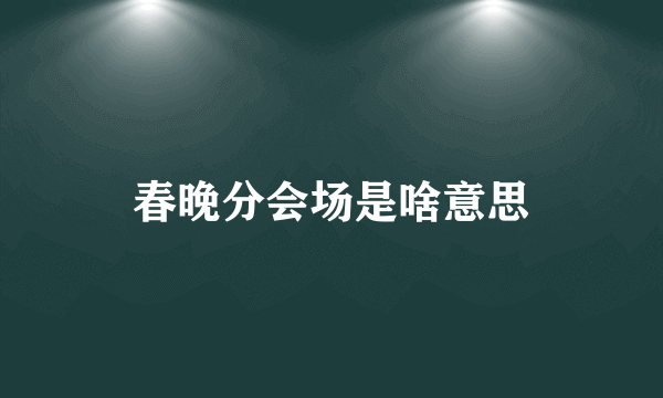 春晚分会场是啥意思